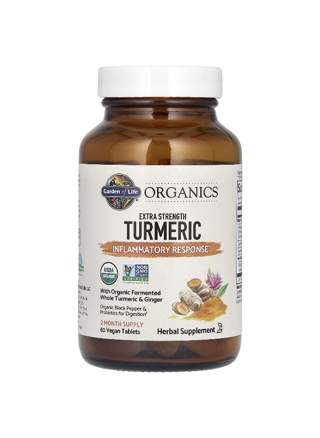 Garden of Life, Organics, Extra Strength Turmeric, Inflammatory Response, 60 Vegan Tablets