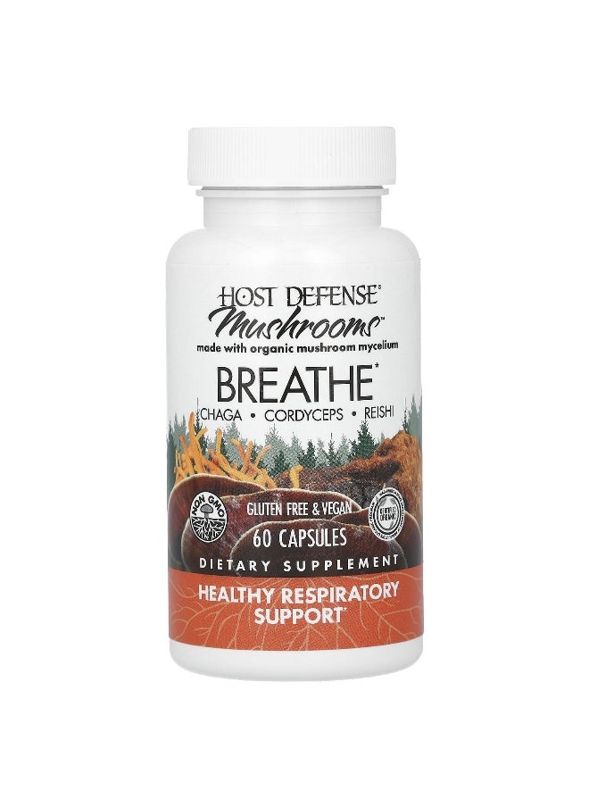 Host Defense, Host Defense Mushrooms, Breathe, 60 Capsules