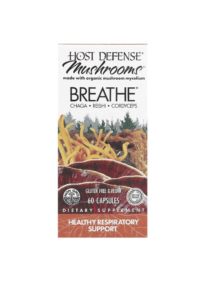 Host Defense, Host Defense Mushrooms, Breathe, 60 Capsules