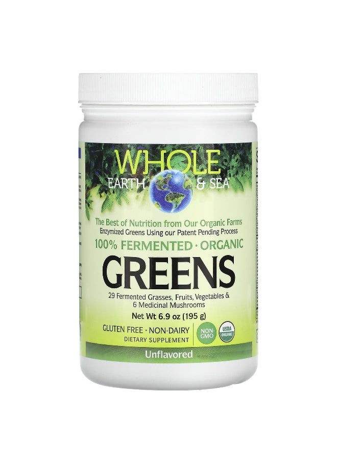 Natural Factors, Whole Earth & Sea, Greens, Unflavored, 6.9 oz (195 g)