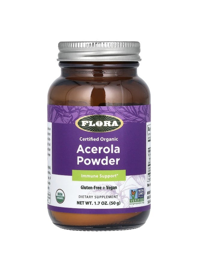 Flora, Certified Organic Acerola Powder, 1.7 oz (50 g)