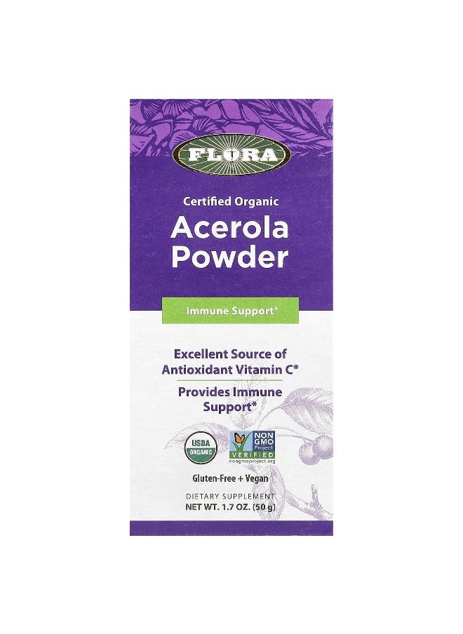 Flora, Certified Organic Acerola Powder, 1.7 oz (50 g)