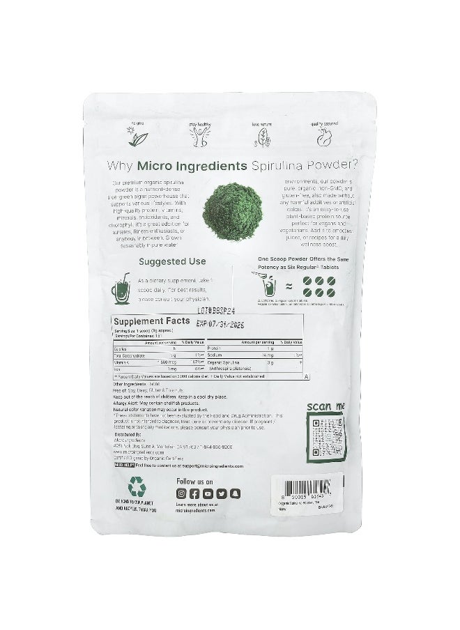Micro Ingredients, Organic Spirulina Powder, 1 lb (454 g)