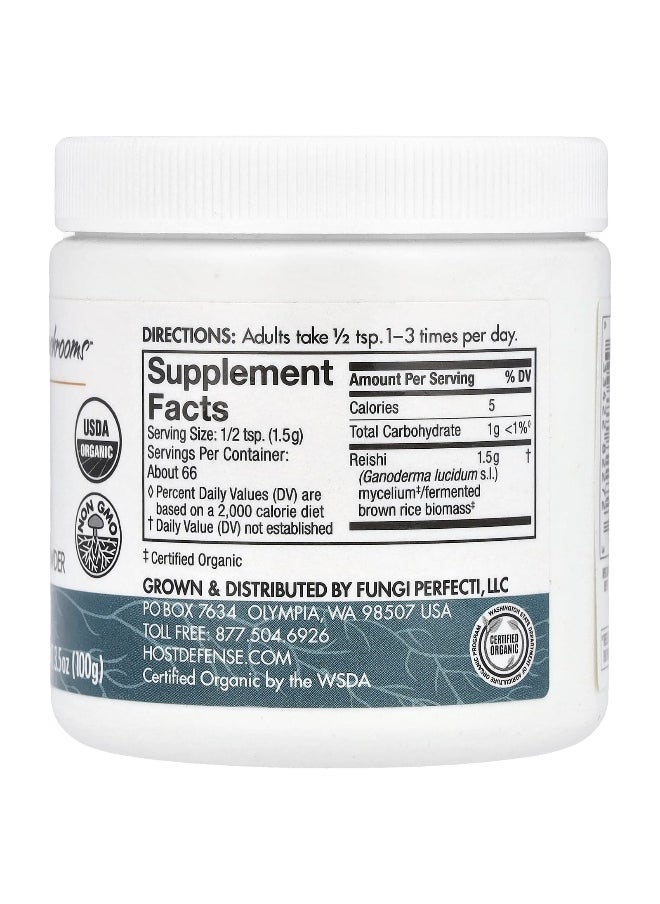 Host Defense, Mushrooms™, Reishi, Mushroom Mycelium Powder, 3.5 oz (100 g)
