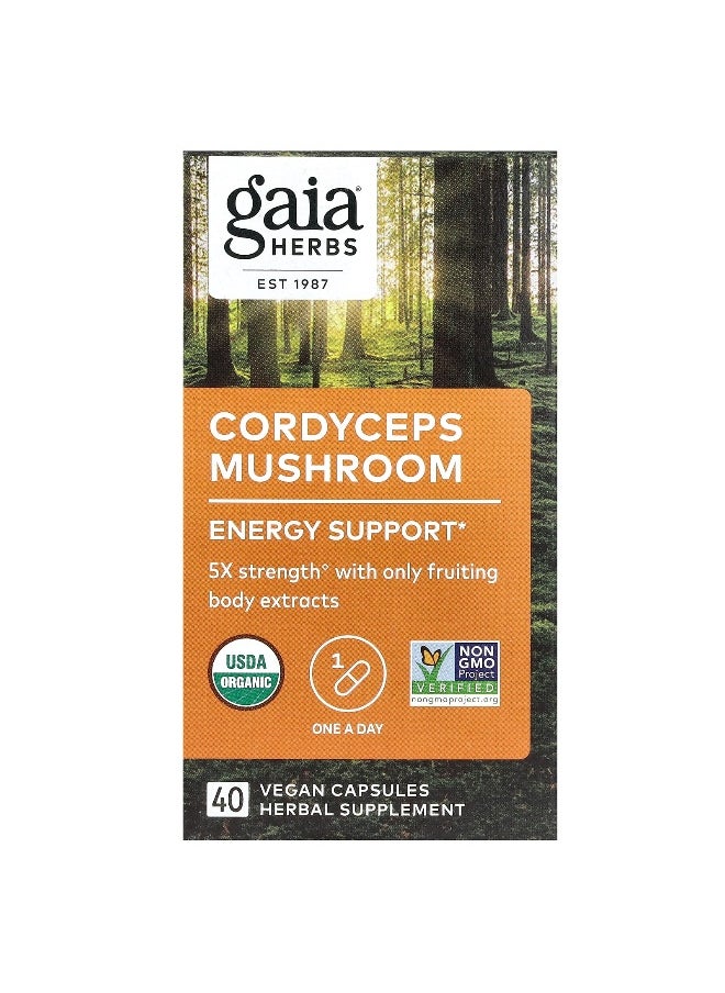 Gaia Herbs, Cordyceps Mushroom, 450 mg, 40 Vegan Capsules