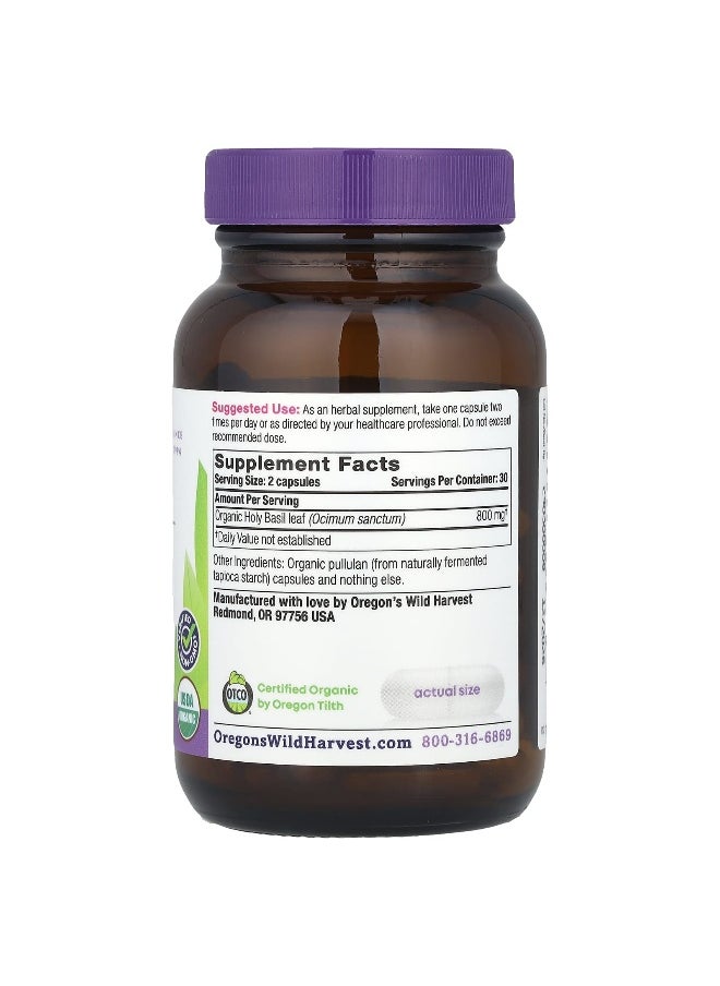 Oregon's Wild Harvest, Organic Holy Basil, 800 mg, 60 Vegan Capsules (400 mg per Capsule)