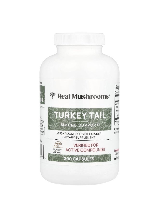 Real Mushrooms, Turkey Tail, Mushroom Extract Powder, 200 Capsules