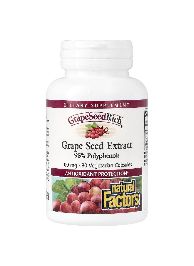Natural Factors, GrapeSeedRich, Grape Seed Extract, 100 mg, 90 Vegetarian Capsules
