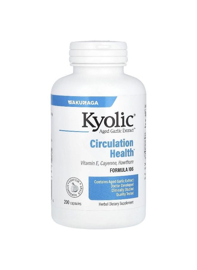 Kyolic, Aged Garlic Extract, Circulation Health, Formula 106, 200 Capsules