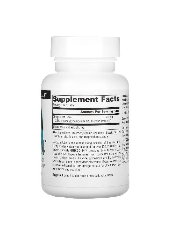 Source Naturals, Ginkgo-24, 40 mg, 120 Tablets