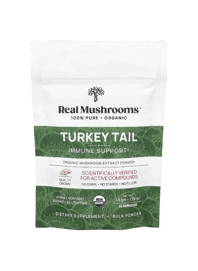 Real Mushrooms, Turkey Tail, Organic Mushroom Extract Powder, 1.59 oz (45 gm)