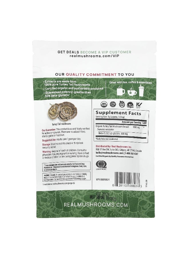 Real Mushrooms, Turkey Tail, Organic Mushroom Extract Powder, 1.59 oz (45 gm)
