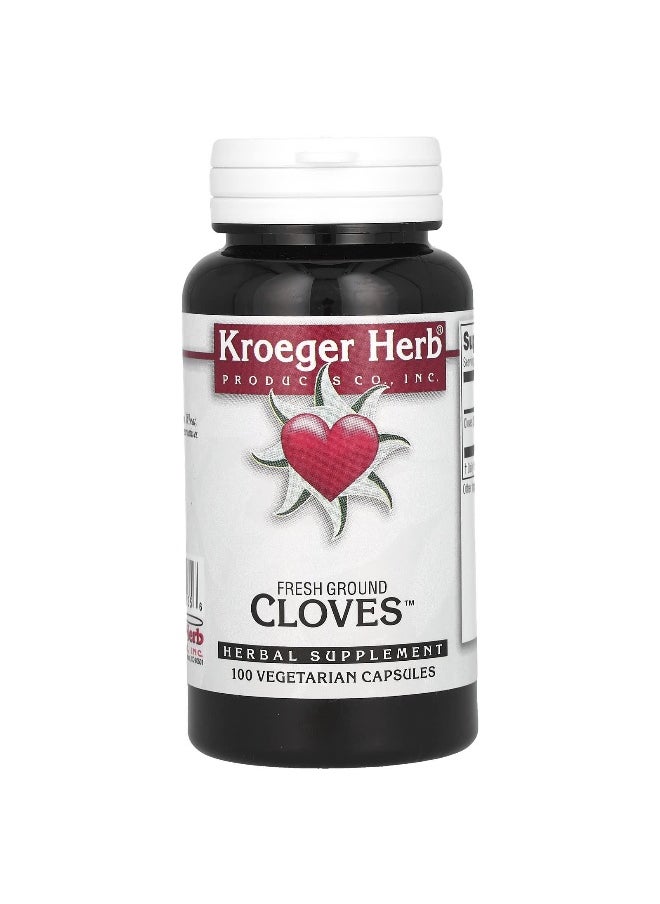Kroeger Herb Co, Fresh Ground Cloves, 450 mg, 100 Vegetarian Capsules