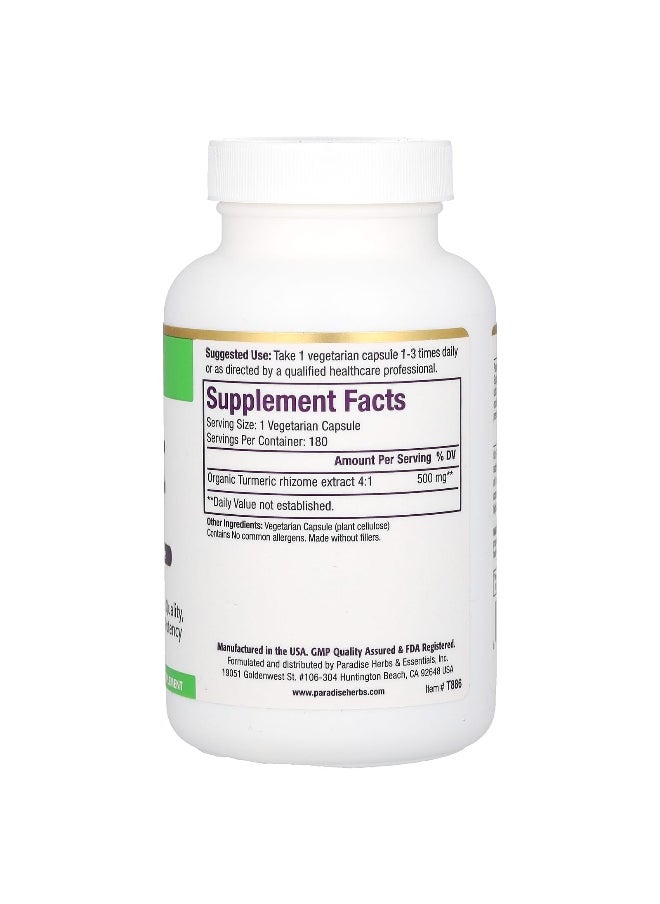 Paradise Herbs, Turmeric Extract, 500 mg, 180 Vegetarian Capsules