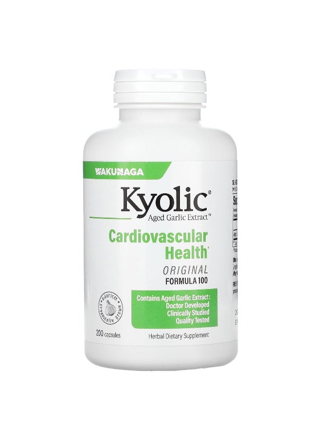 Kyolic, Aged Garlic Extract, Cardiovascular Health, Original Formula 100, 600 mg, 200 Capsules (300 mg Per Capsule)