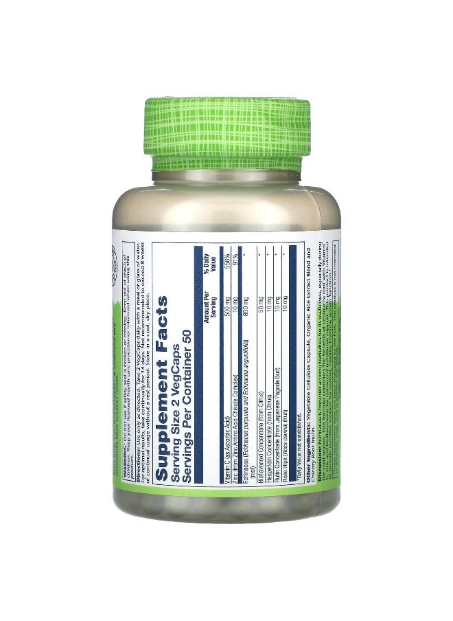 Solaray, True Herbs, Echinacea, Vitamin C & Zinc, 850 mg, 100 VegCaps (425 mg per Capsule)