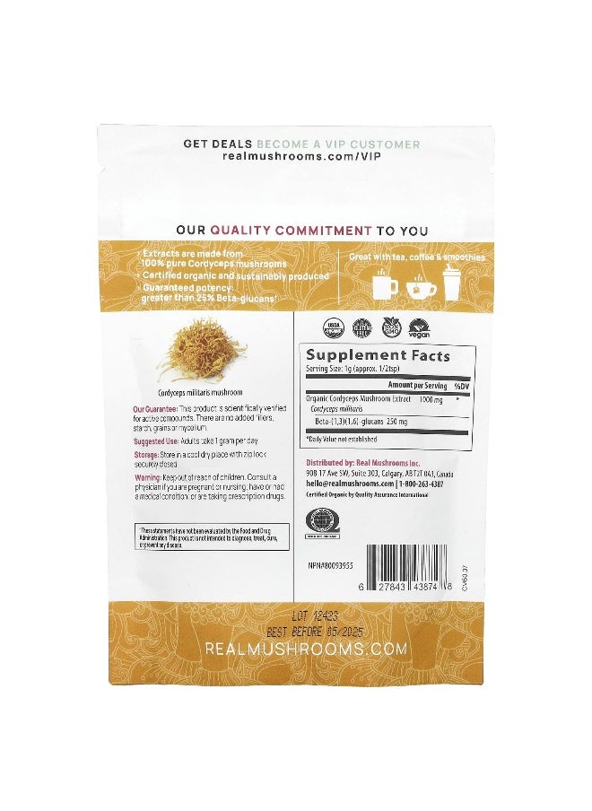 Real Mushrooms, Cordyceps-M™, Organic Mushroom Extract Powder, 2.12 oz (60 g)