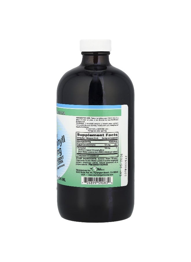 World Organic, Liquid Chlorophyll with Spearmint and Glycerin, 100 mg, 16 fl oz (474 ml)