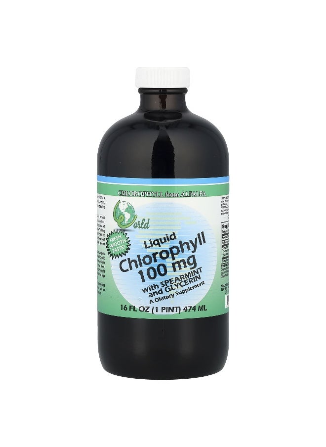 World Organic, Liquid Chlorophyll with Spearmint and Glycerin, 100 mg, 16 fl oz (474 ml)
