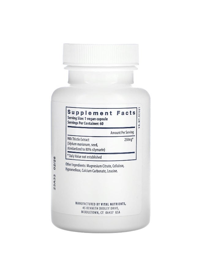 Vital Nutrients, Milk Thistle Extract, 250 mg, 60 Vegan Capsules