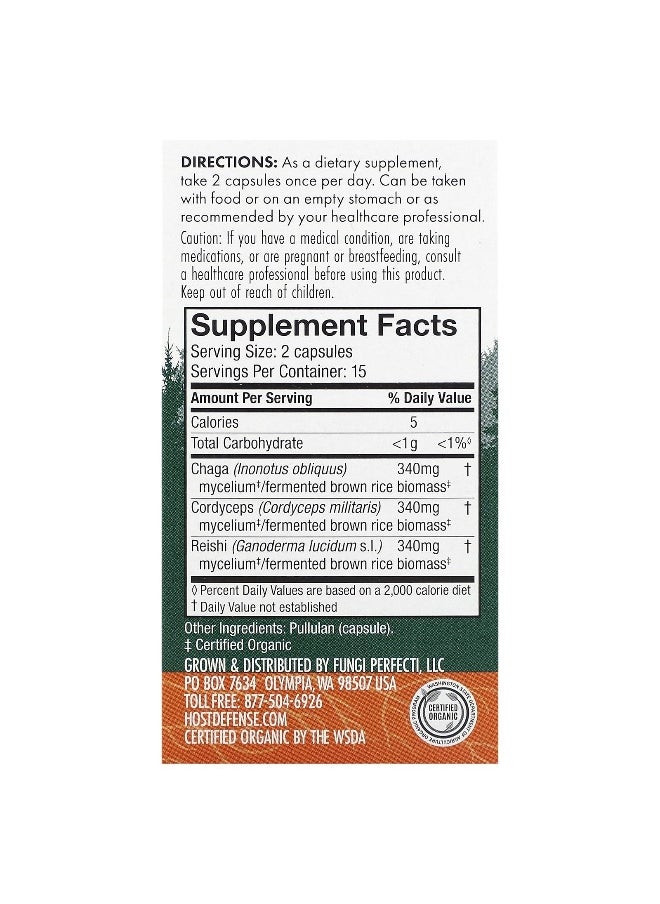 Host Defense, Mushrooms, Breath, 30 Capsules