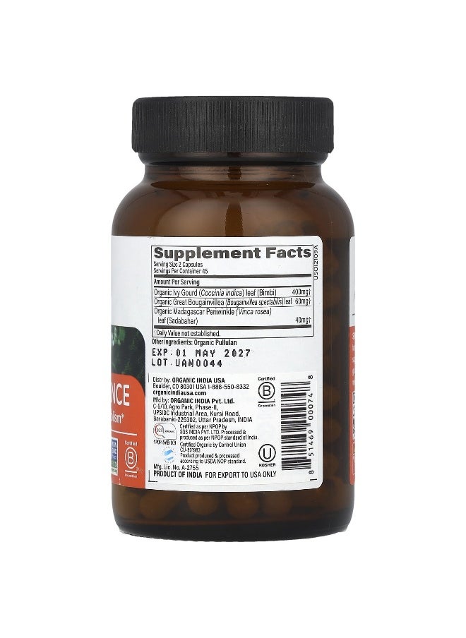 Organic India, Sugar Balance, Healthy Glucose Metabolism, 90 Veg Caps