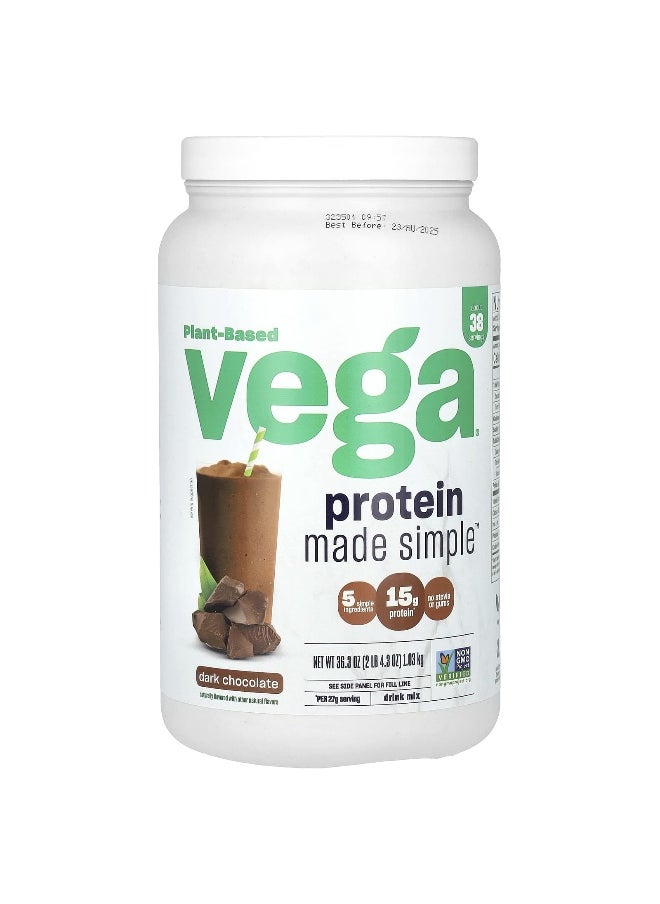 Vega, Plant-Based Protein Made Simple, Dark Chocolate, 2 lb 4.3 oz  (1.03 kg)