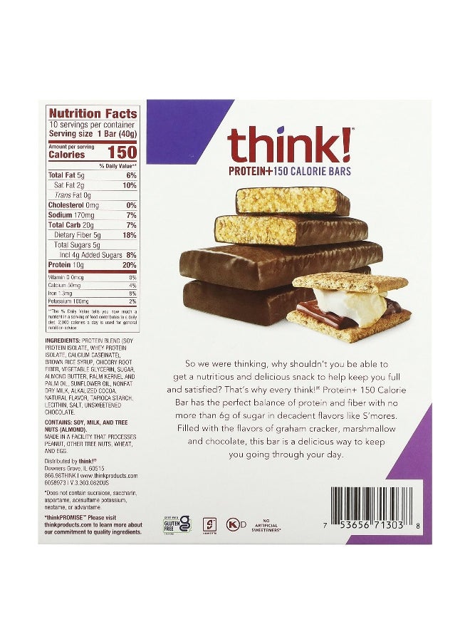 Think !, Protein+ 150 Calorie Bars, S'mores, 10 Bars, 1.41 oz (40 g) Each