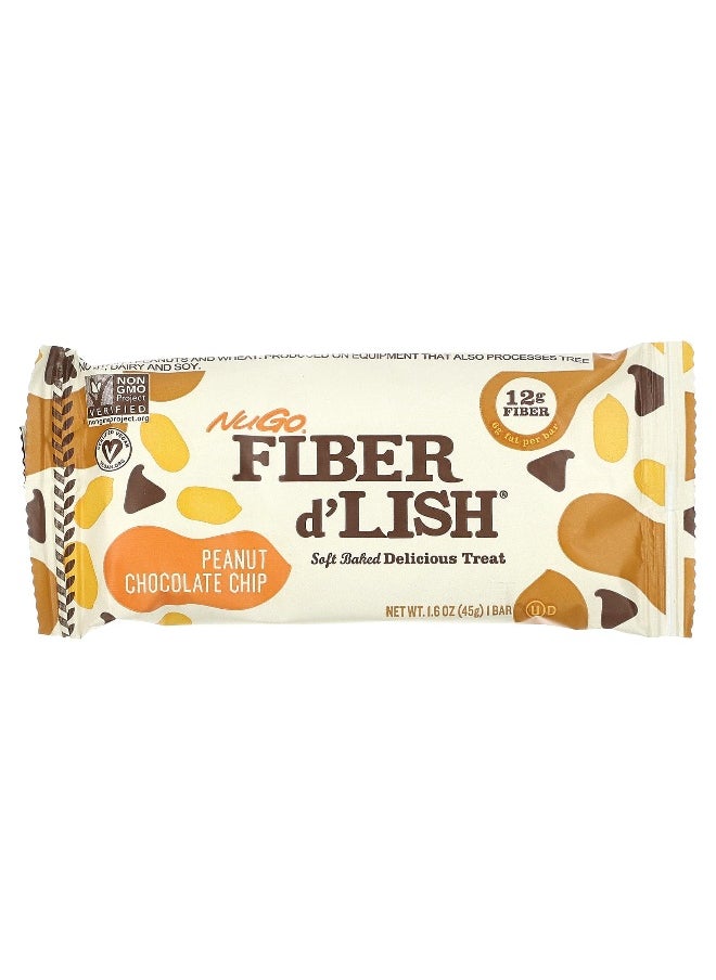 NuGo Nutrition, Fiber d'Lish, Peanut Chocolate Chip, 16 Bars 1.6 oz (45 g) Each