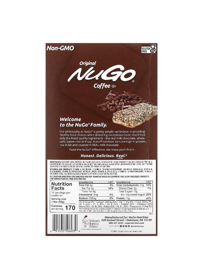 NuGo Nutrition, Coffee Nutrition Bar, 15 Bars 1.76 oz (50 g) Each