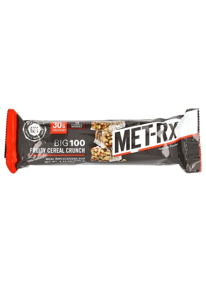 MET-Rx, Big 100, Meal Replacement Bar, Fruity Cereal Crunch, 9 Bars, 3.52 oz (100 g) Each