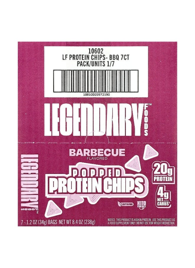 Legendary Foods, Popped Protein Chips, Barbecue, 7 Bags, 1.2 oz (34 g) Each