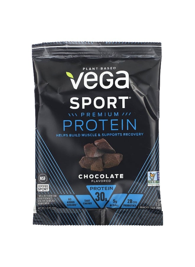 Vega, Sport, Plant-Based Premium Protein, Chocolate, 12 Packs, 1.6 oz (44 g) Each
