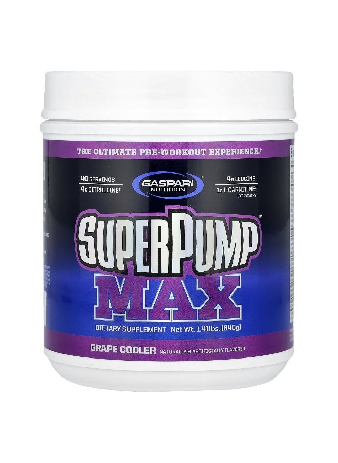 Gaspari Nutrition, SuperPump™ Max, Grape Cooler, 1.41 lbs (640 g)