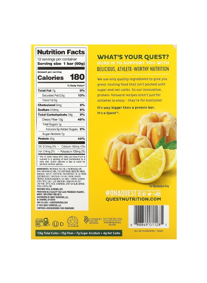 Quest Nutrition, Protein Bar, Lemon Cake, 12 Bars, 2.12 oz (60 g) Each