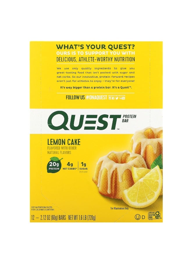 Quest Nutrition, Protein Bar, Lemon Cake, 12 Bars, 2.12 oz (60 g) Each