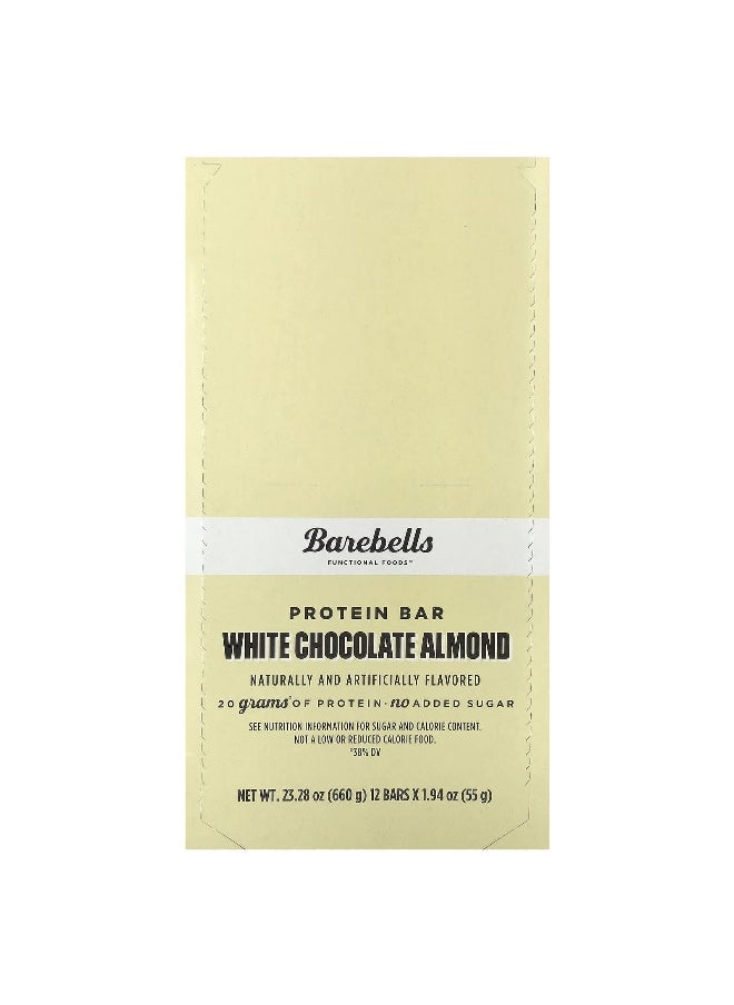 Barebells, Protein Bar, White Chocolate Almond, 12 Bars, 1.94 oz (55 g) Each