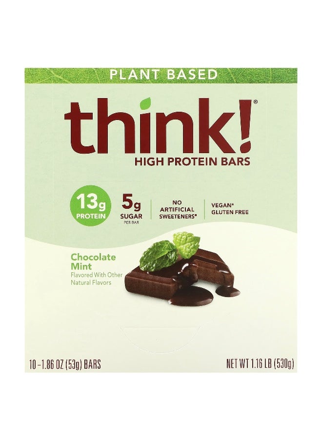 Think !, High Protein Bars, Chocolate Mint, 10 Bars, 1.86 oz (53 g) Each
