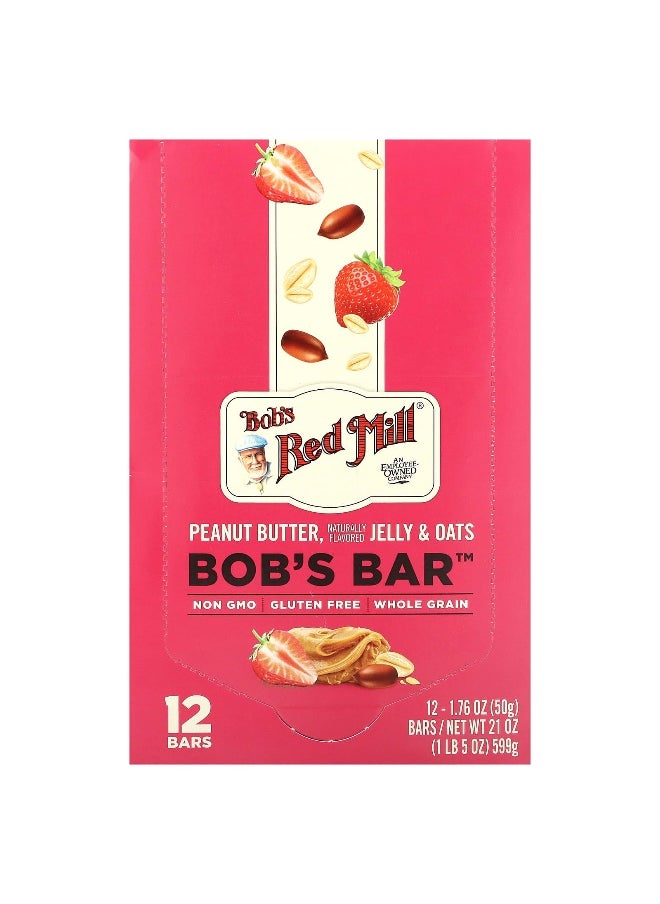 Bob's Red Mill, Bob's Bar, Peanut Butter, Jelly & Oats, 12 Bars, 1.76 oz (50 g) Each