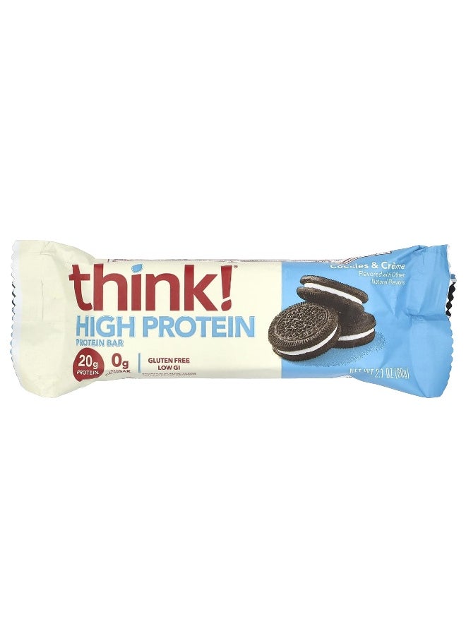 Think !, High Protein Bars, Cookies & Cream, 10 Bars, 2.1 oz (60 g) Each