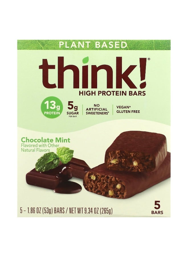 Think !, High Protein Bars, Chocolate Mint, 5 Bars, 1.86 oz (53 g) Each