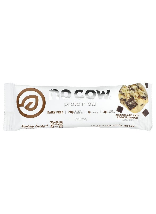 No Cow, Protein Bar, Chocolate Chip Cookie Dough, 12 Bars, 2.12 oz (60 g) Each