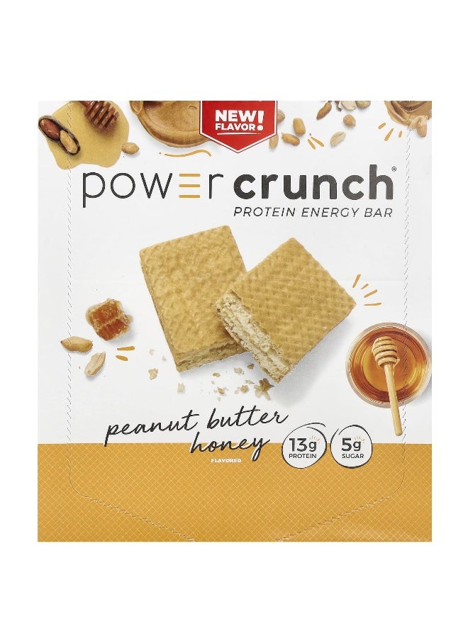 BNRG, Power Crunch Protein Energy Bar, Peanut Butter Honey, 12 Bars, 1.4 oz (40 g) Each