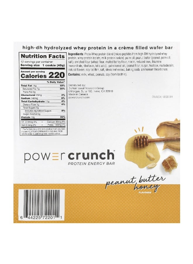 BNRG, Power Crunch Protein Energy Bar, Peanut Butter Honey, 12 Bars, 1.4 oz (40 g) Each