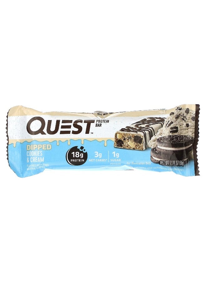Quest Nutrition, Protein Bar, Dipped Cookies & Cream, 12 Bars, 1.76 oz (50 g) Each