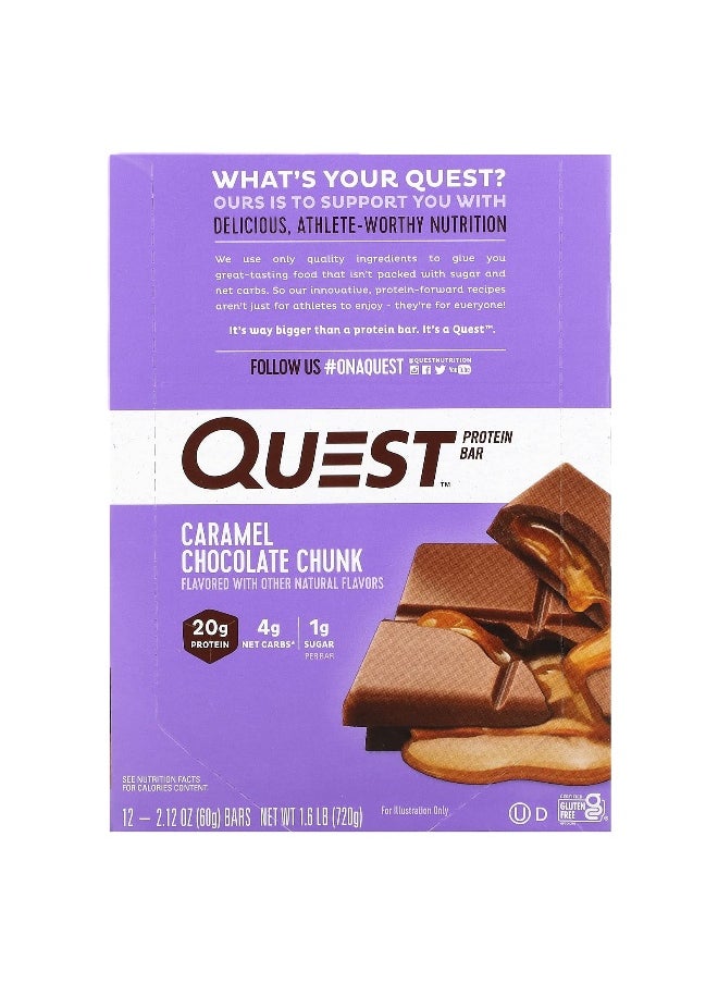 Quest Nutrition, Protein Bar, Caramel Chocolate Chunk, 12 Bars, 2.12 oz (60 g) Each