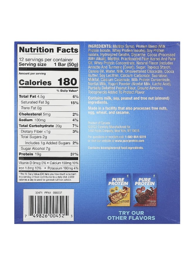 Pure Protein, Gluten Free Bar, Chocolate Mint Cookie , 12 Bars, 1.76 oz (50 g) Each