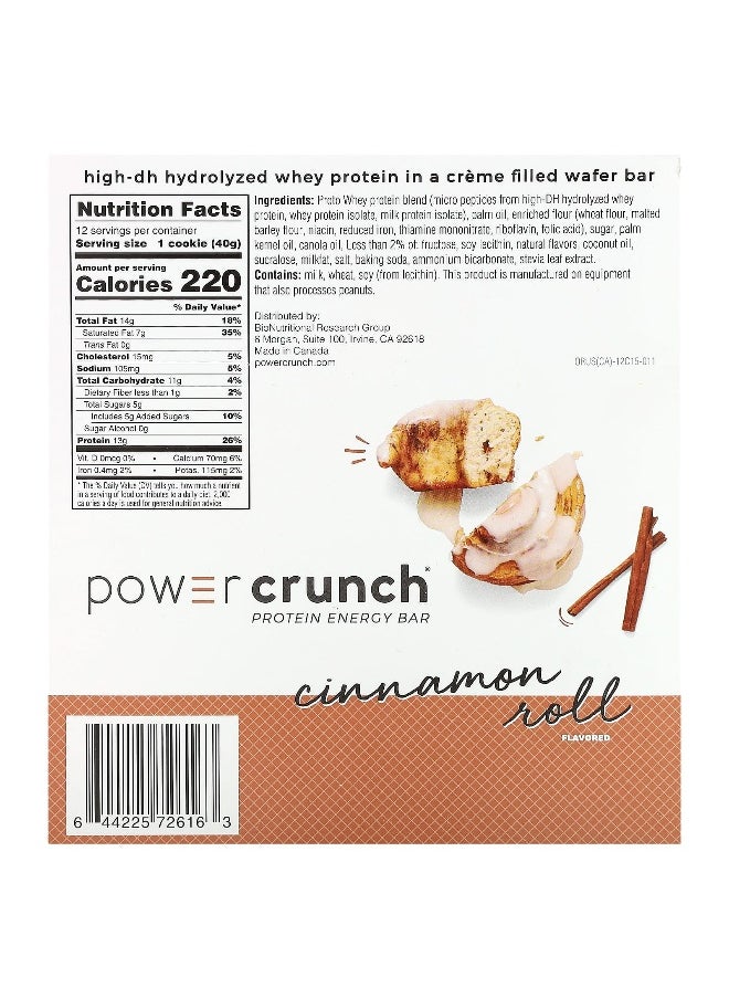 BNRG, Power Crunch Protein Energy Bar, Cinnamon Roll, 12 Bars, 1.4 oz (40 g) Each