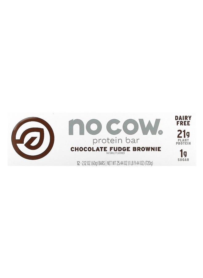 No Cow, Protein Bar, Chocolate Fudge Brownie, 12 Bars, 2.12 oz (60 g) Each
