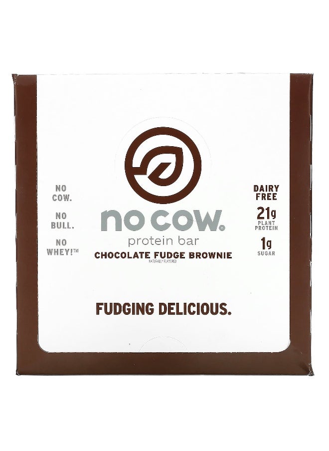 No Cow, Protein Bar, Chocolate Fudge Brownie, 12 Bars, 2.12 oz (60 g) Each